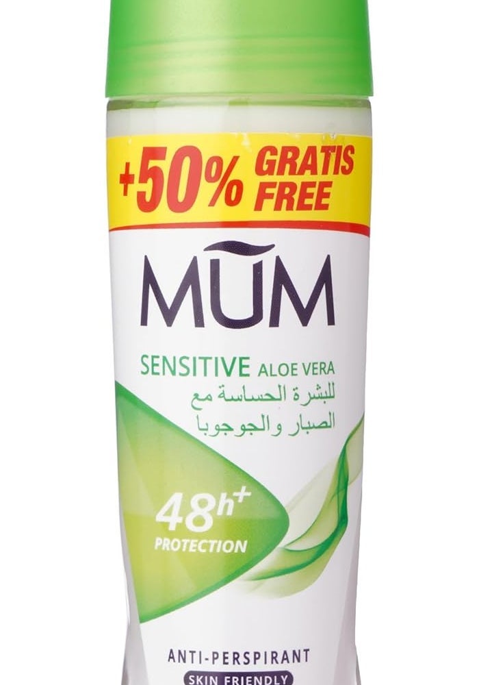 MUM مزيل العرق رول أون موم سنسيتيف بالألوة فيرا للرجال والنساء - 75 مل - Image 1